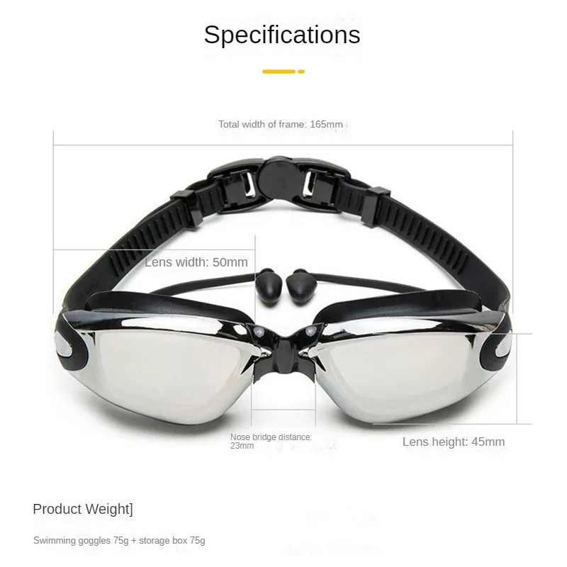 2024 Swimming Goggles Men Women Swimming Glasses One-piece Earplugs Electroplating Boy Girl Swimming Eyepieces Accessories