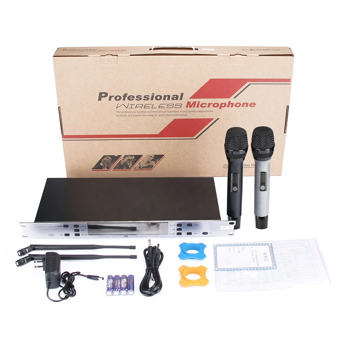 ไมโครโฟนคาราโอเกะไร้สายแบบพกพา2ช่องไมโครโฟน UHF แบบไดนามิกสำหรับ228-U1มืออาชีพ