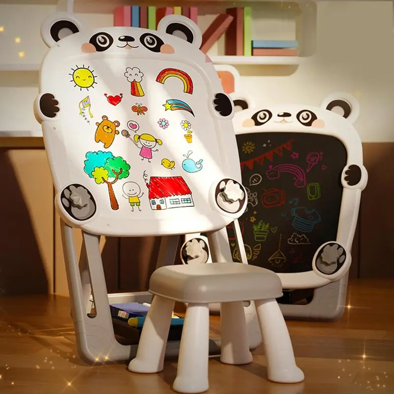 Art Easel For Kids Adjustable Standing Double-Sided Magnetic Whiteboard Foldable Bracket Magnetic Chalk Board And White Board