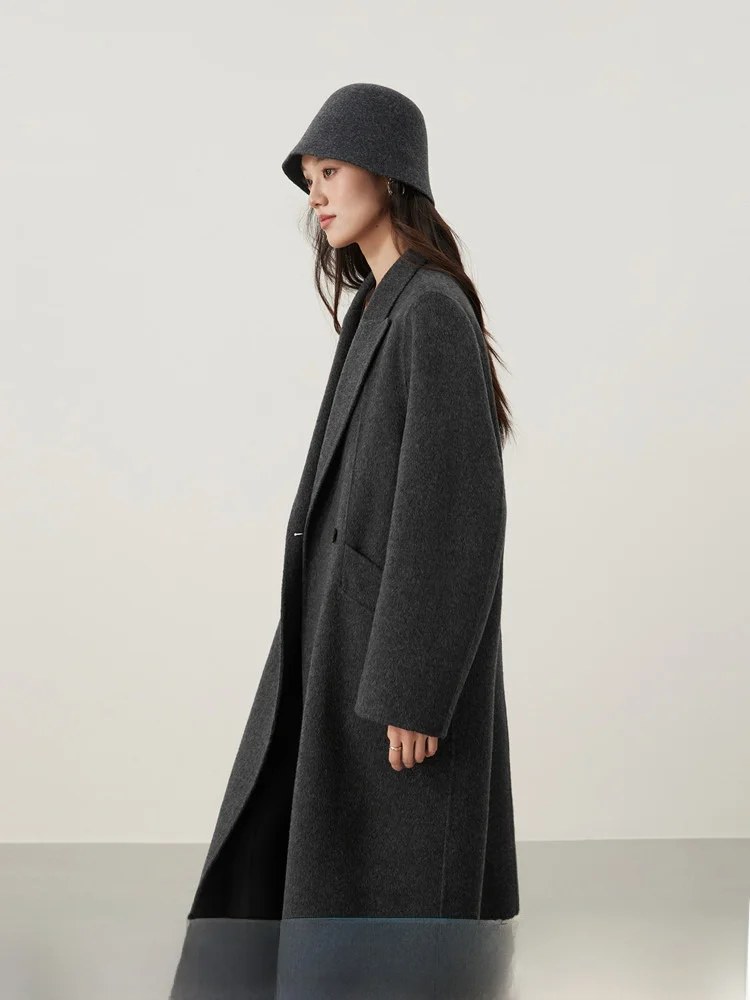 

Mijia High Quali Double-Faced Woolen Coat Long Length Suit Collar Women's Outerwear Luxury Silent Sle Camere Outerwear
