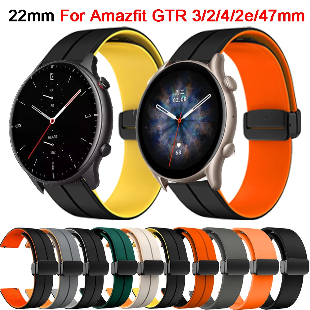 22mm Strap For Amazfit GTR3/GTR2/GTR 2/3 Pro/4/2e/47mm Sport Silicone Magnetic Buckle Amazfit GTR 4 Limited Edition Band