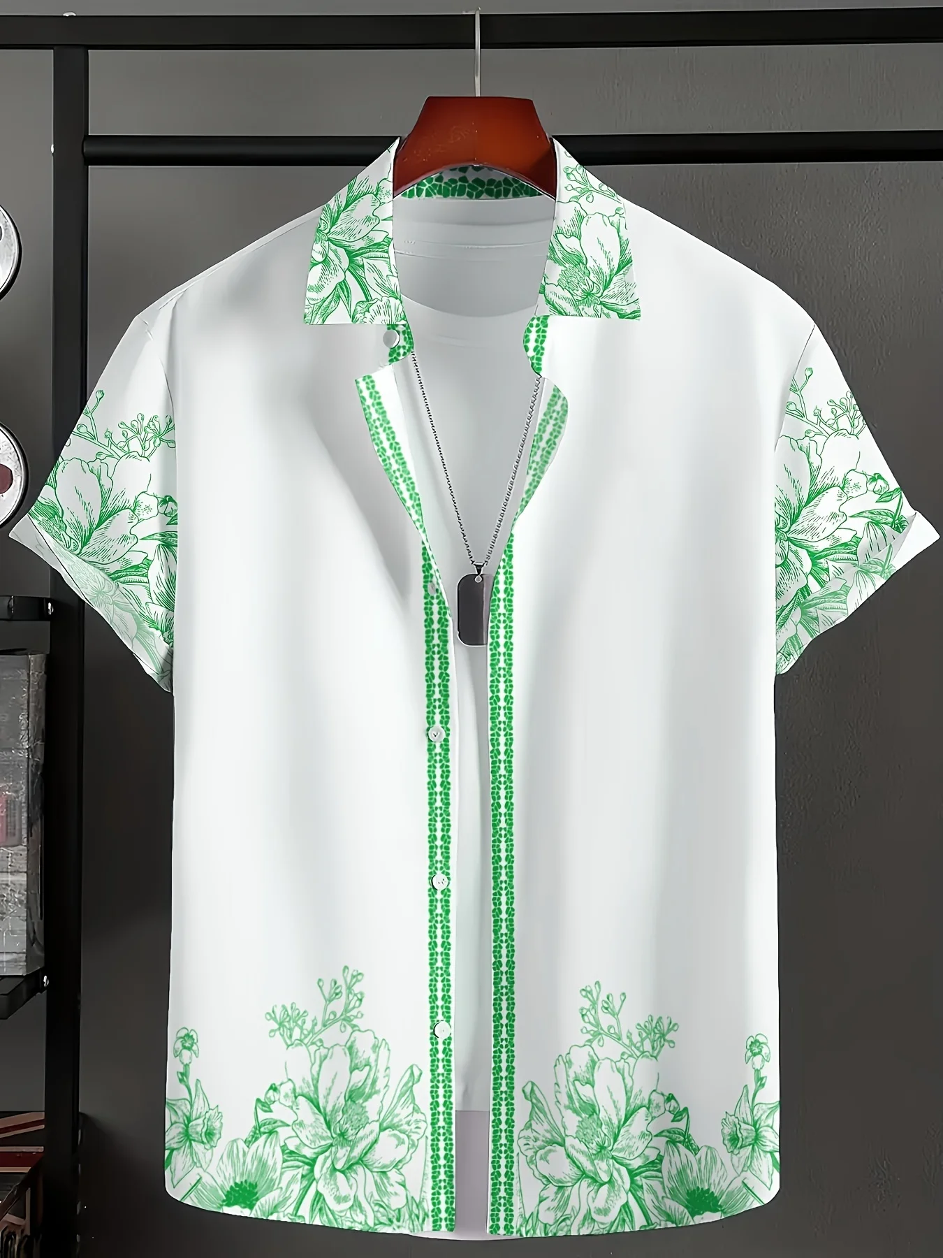 2026 Summer New Style Men's Short-Sleeved Shirt with 3D Patterned Print - Street Casual Fashion Comfortable and Soft