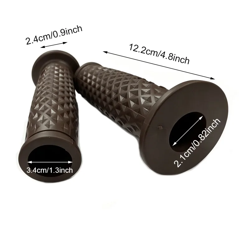 1Pair Vintage Motorcycle Handlebar Grips Retro Non-slip Rubber 21-24MM Moto Grip Ends Plus Handlebar Hand Grip Bar End