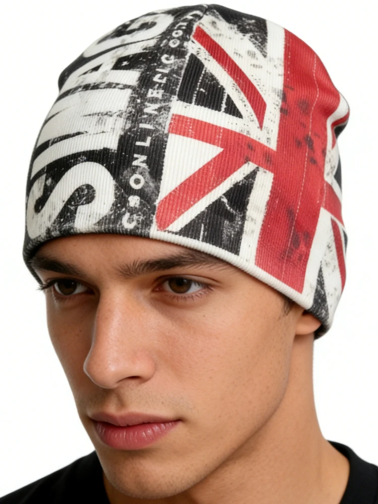 2000er Jahre Gothic Wintermütze für Damen, Emo Herrenmützen, Harajuku Punk Lustige Hüte, Trendige Bedruckte Vintage Süße Beanies, Y2k Accessoires Beanie