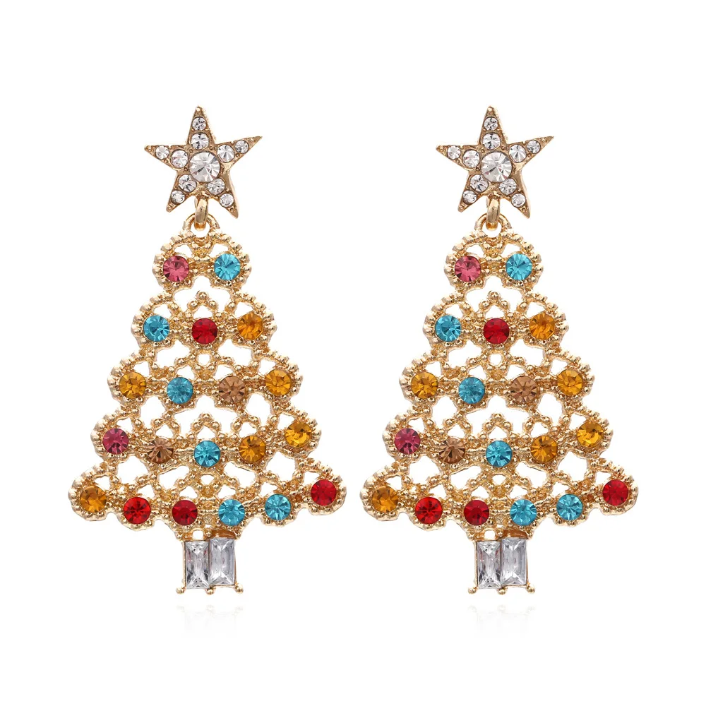New Personality Diamond Christmas Tree Earrings Fashion Christmas Party Earrings  Source