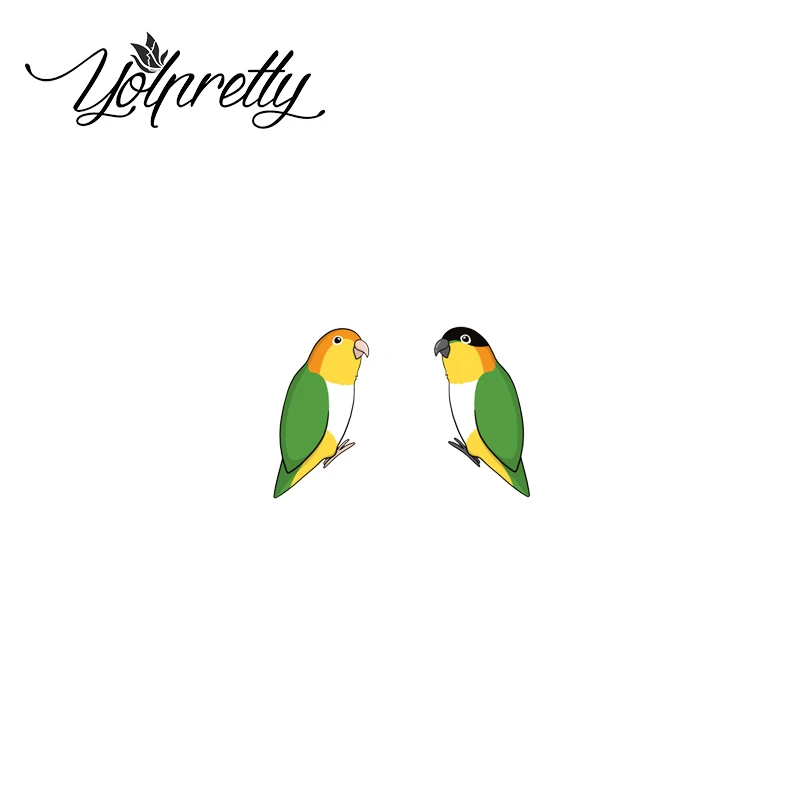 2022 New Arrival Happy Funny Caique Parrots Cute Birds Epoxy Stud Earrings Handcraft Acrylic Resin Earrings