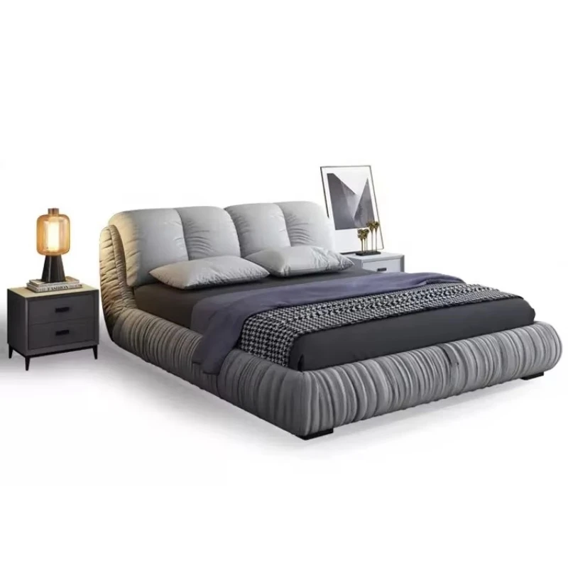 

Luxury Upholstered Leather Bed Hotel Bedroom Bed Set Single Queen King Bed Modern