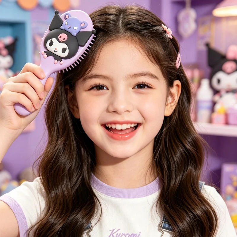 Sanrio Cartoon Character My Melody Kuromi Cinnamoroll 3D Massage Pad Comb Fashion Creative Portable Design Holiday Girls Gift