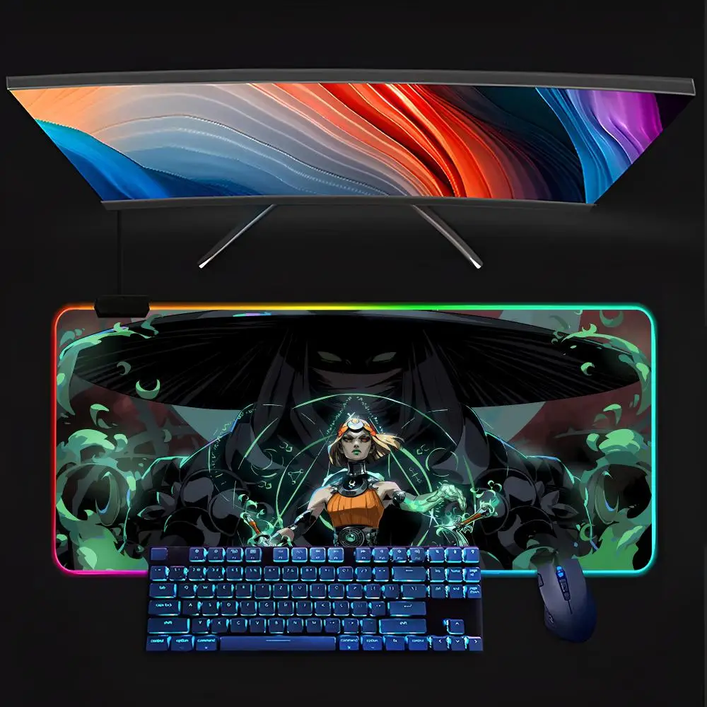 Hades II  Mouse Pad RGB Pc Gamer Keyboard LED Glowing  Rubber Gaming Computer Mause pads Cute Cartoon Gaming Computer csgo lol p