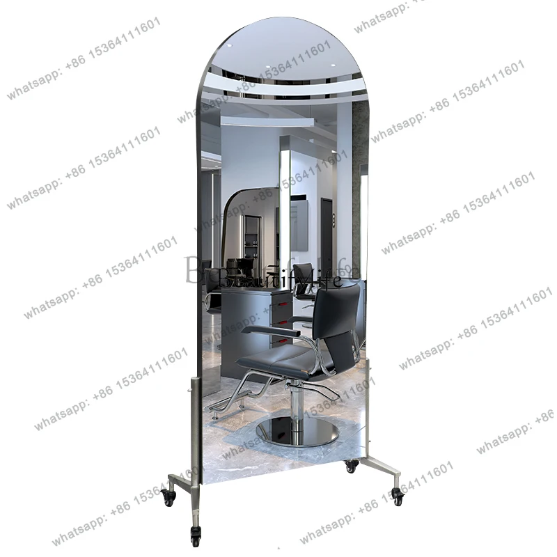 Barber shop movable floor mirror, hair salon perm, dyeing and cutting, high-end hair salon special mirror