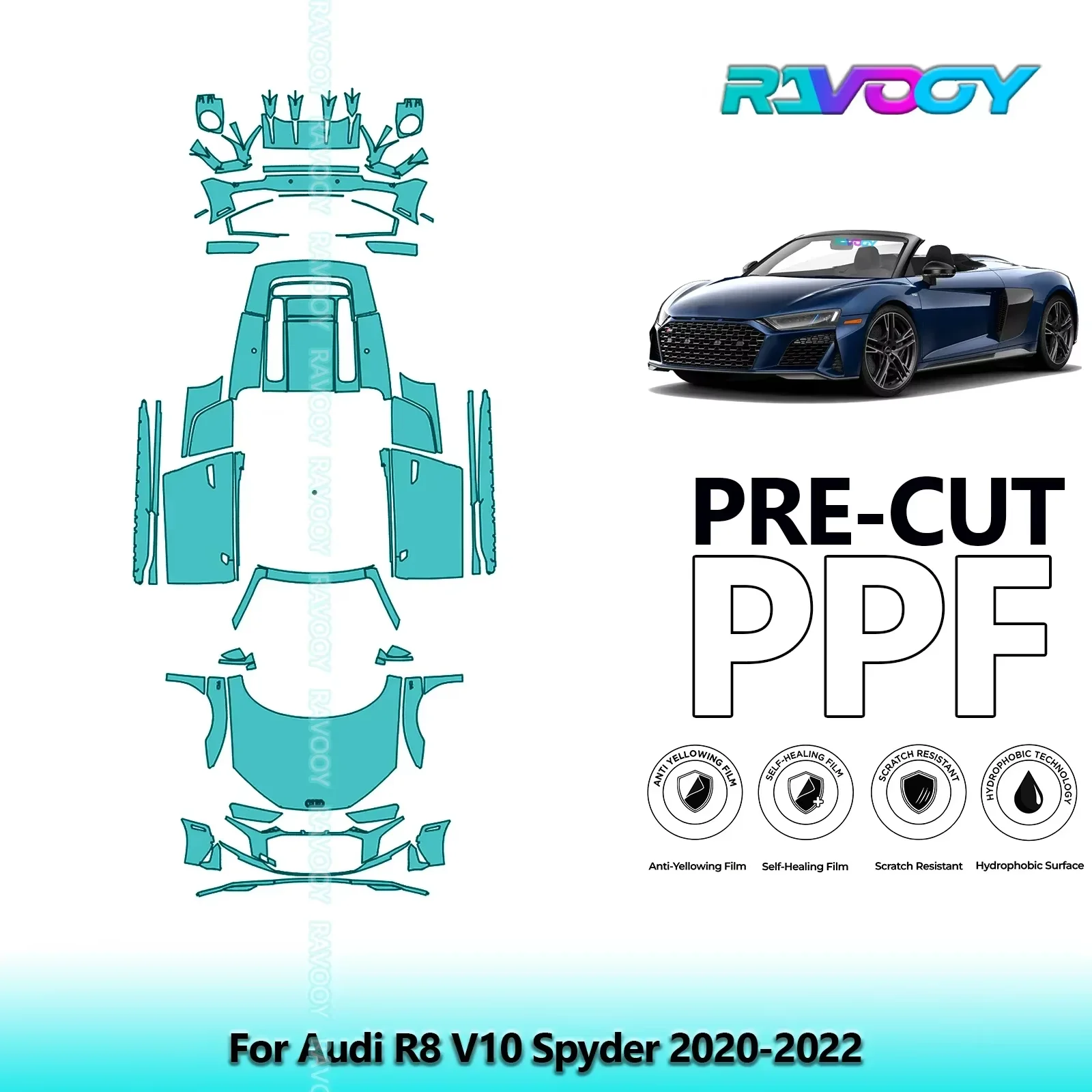 

Full Vehicle Clear Bra Precut PPF Paint Protection Film For Audi R8 V10 Spyder 2020-2022