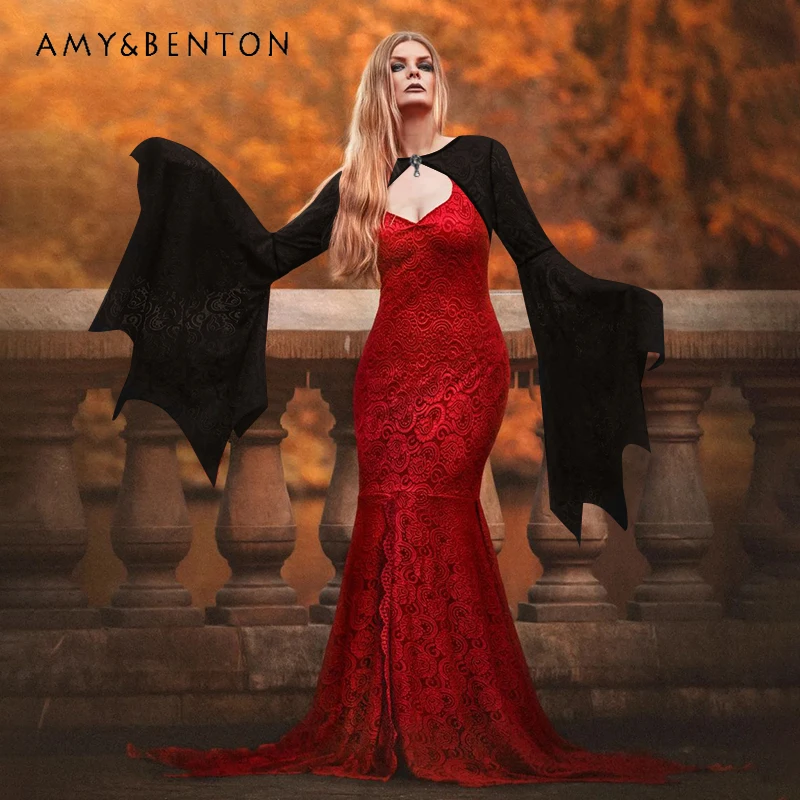 

Хэллоуин Кружева Женская Одежда Панк Темная Готика Осень Новый Горячий Дизайн Шаль Для Девочек Субкультура Сексуальное Короткое Пальто Прикрытие Дамы