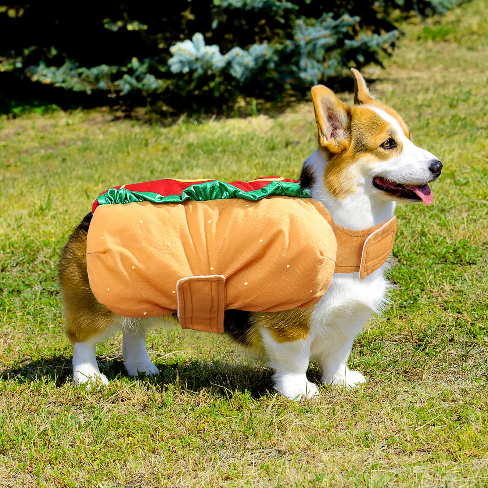 

1pc Hot Dog Burger Transformation Costume For Wear Hook Loop Closure Comfortable Fabric Fun Photo Props For Cats Dogs