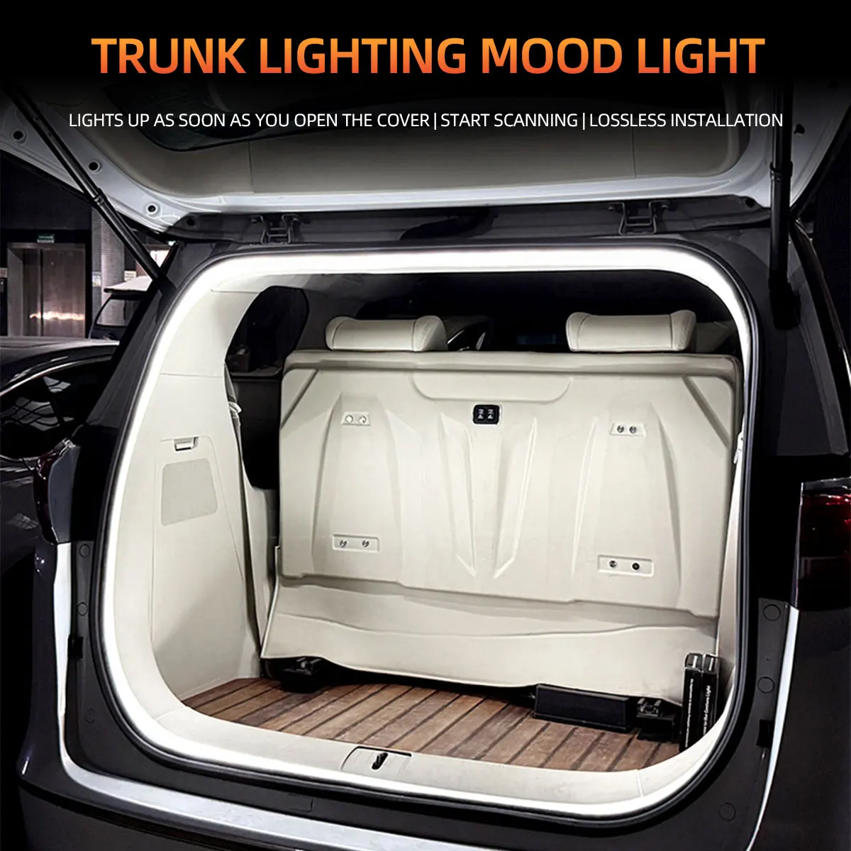 4M Car Trunk LED Strip Lights For Interior Decoration of Vehicle Featuring Neon Lights Automatic sensing tailgate light strip