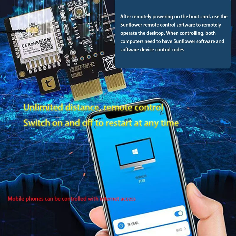 Adaptador de tarjeta de encendido de computadora remota Tuya, interruptor de control de largo alcance, control remoto de PC de escritorio PCI-e, control de voz