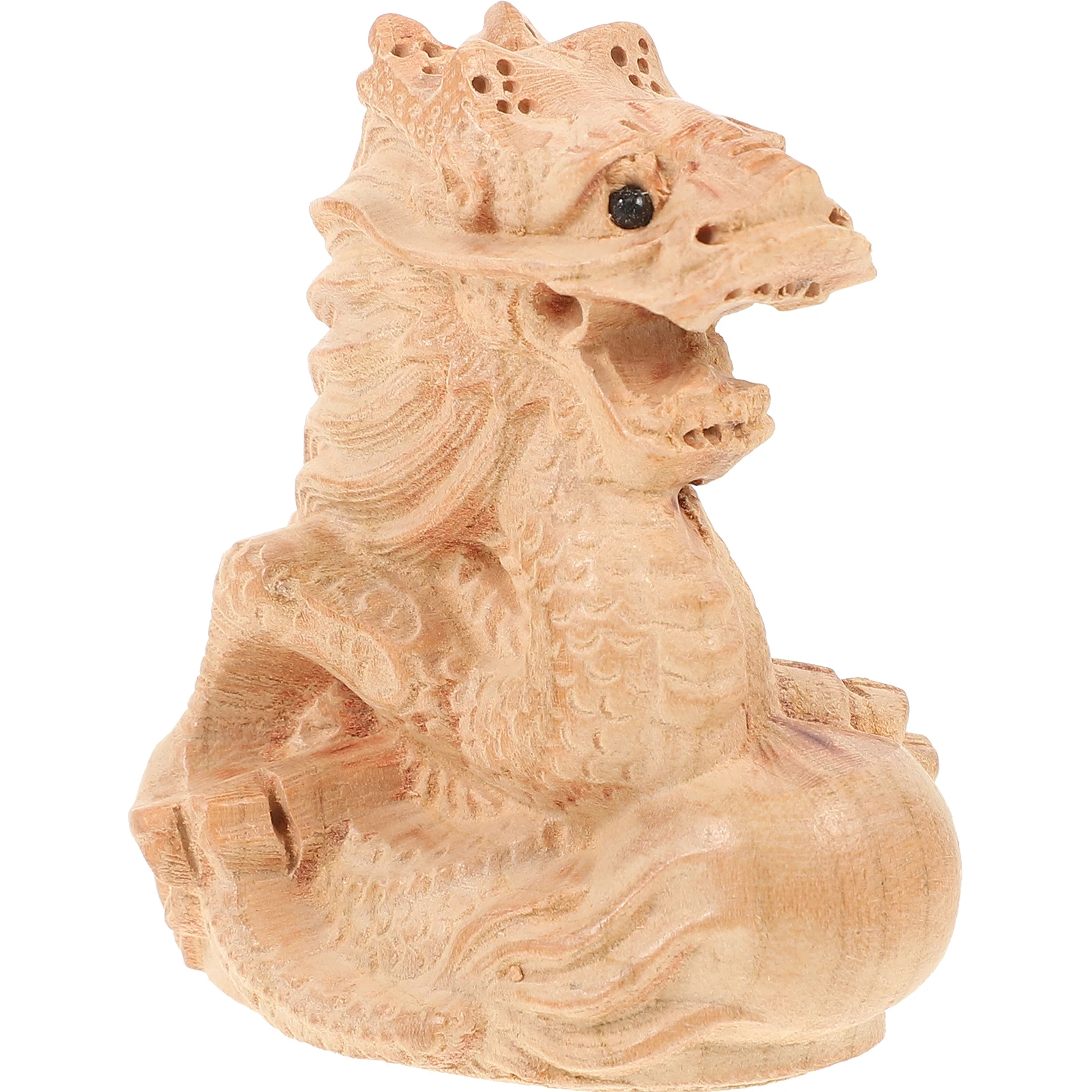 

Wooden Dragon Statue Zodiac Decor Home Ornament Practical Table Decor Craft Miniature Model Figurine
