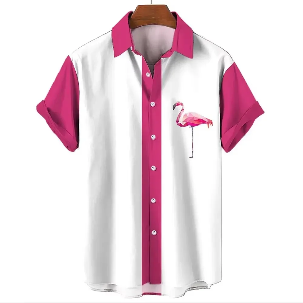Minimalist Contrasting Vertical Stripe Retro Macaron Shirt for Niche Boys, Daily Short Sleeved Top