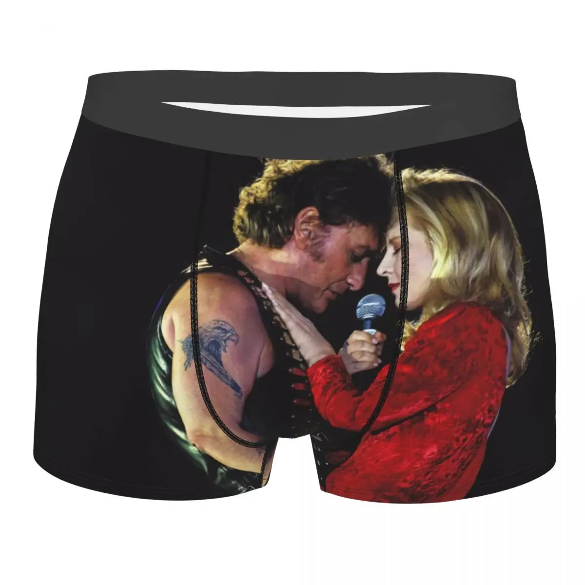 

Мужское нижнее белье Custom Johnny Hallyday And Audrey Dana, эластичные трусы-боксеры с изображением французского рок-певца