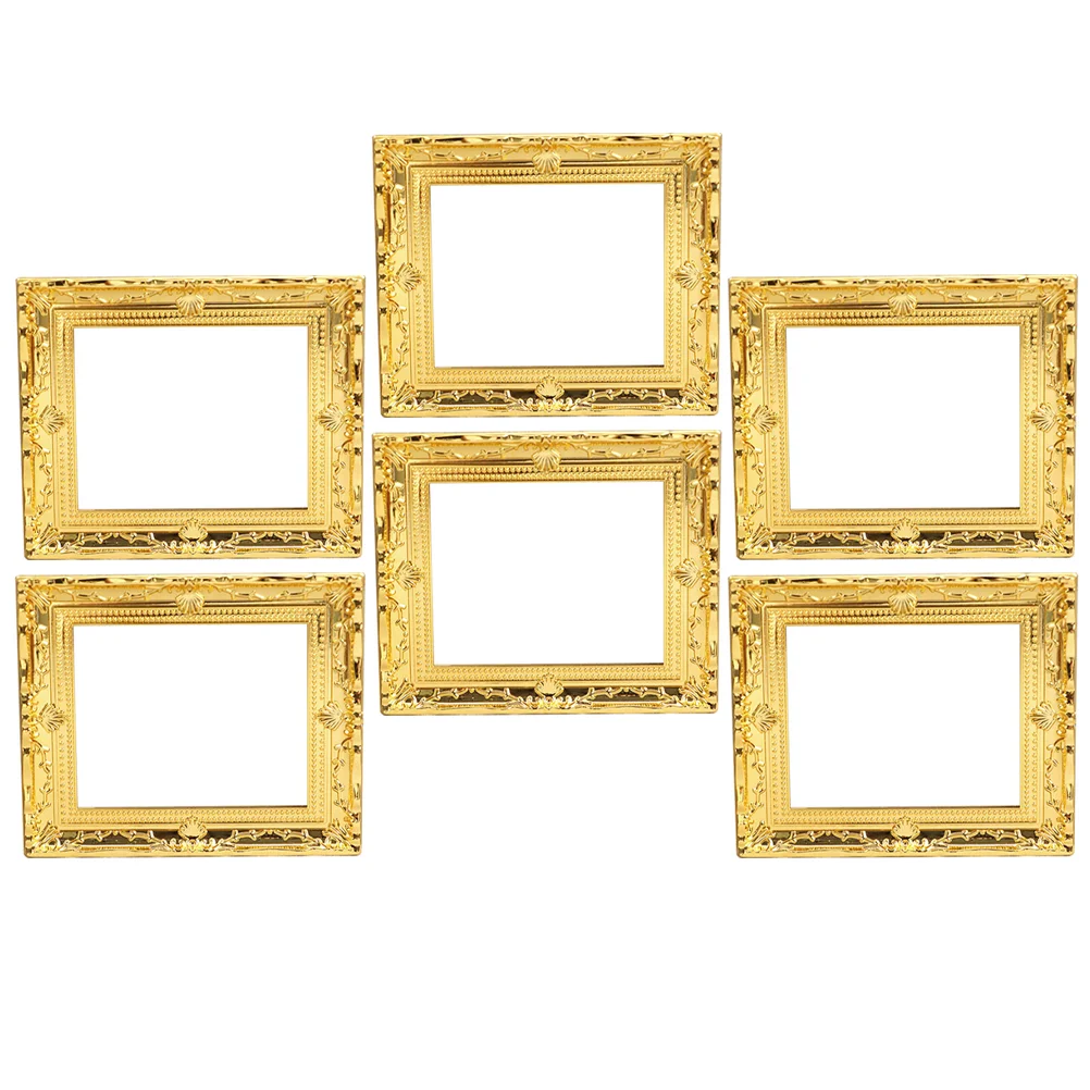 6 Pcs Dollhouse Frame DIY Miniature Kit Picture Frames Bulk Plastic Photo Delicate Tiny