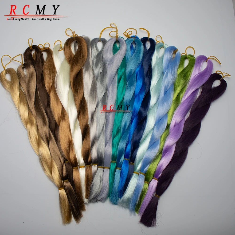 Rcmy bjd/sd boneca de cabelo enraizamento perucas de seda de leite transplante de cabelo mão-crochê luz azul ouro preto boneca acessório de cabelo