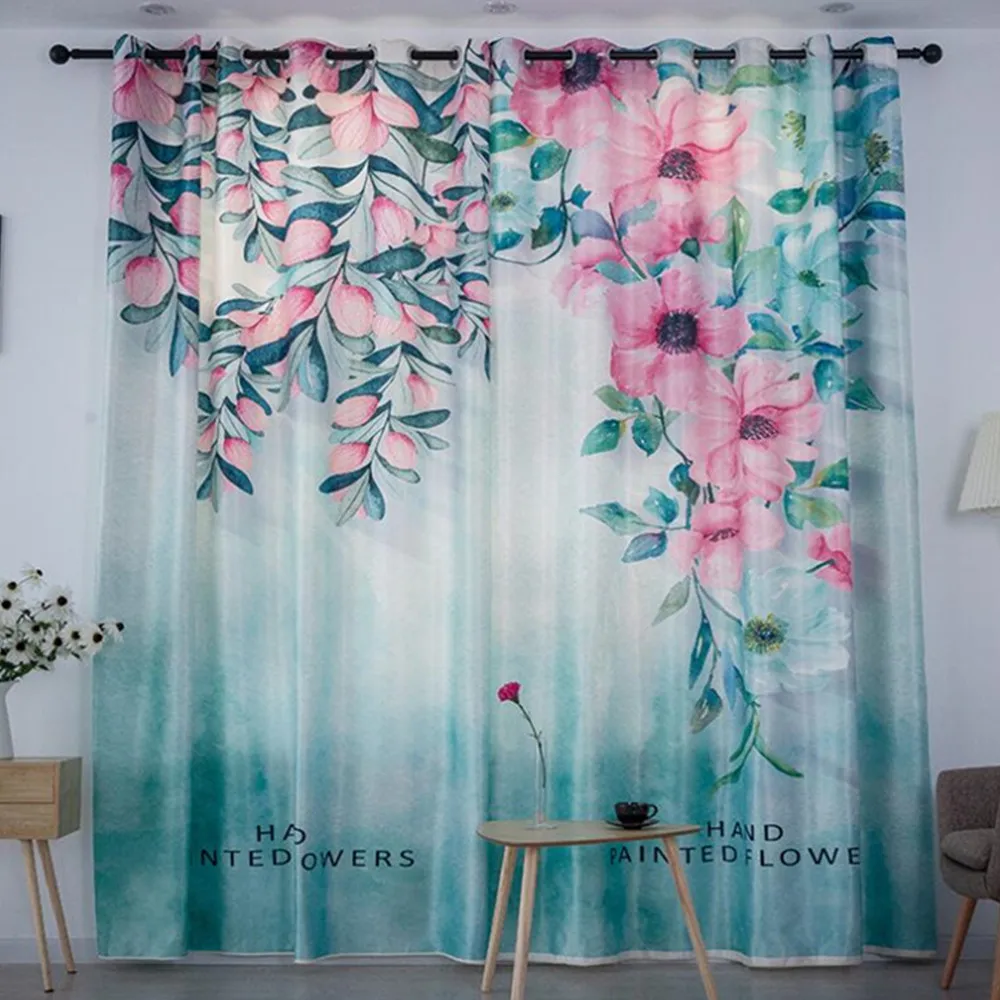 

2pcs A Set Nordic Ins Digital Printed Flower 3d Curtains For Bedroom Window Decoration Modern Pattern Window Curtain Room