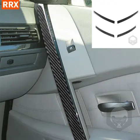 BMW 5 시리즈 E60 2004 2005 2006 2007 도어 푸시 푸셔 패널 커버 트림 스티커, 탄소 섬유 자동차 인테리어 액세서리