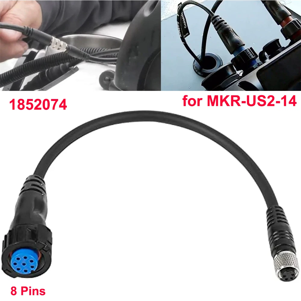 

8-Pins Adapter Cable 1852074 Replace MKR-US2-14 for Garmin echoMAP GPSMAP Link Sonar 2 Transducer on Trolling Motor Fish Finder