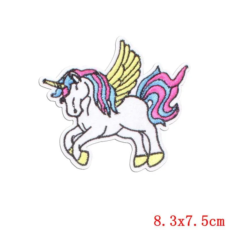 Cartoon Unicorn Patches Flower Stickers Diy Iron on Clothes Heat Transfer Applique Embroidered Patch Applications Cloth Fabric H