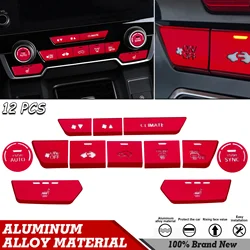 12pcs Sporty Red Center Console Dashboard Button Cover Air Conditioner Switch Trims For Honda CR-V 2017 2018 2019 2020 2021