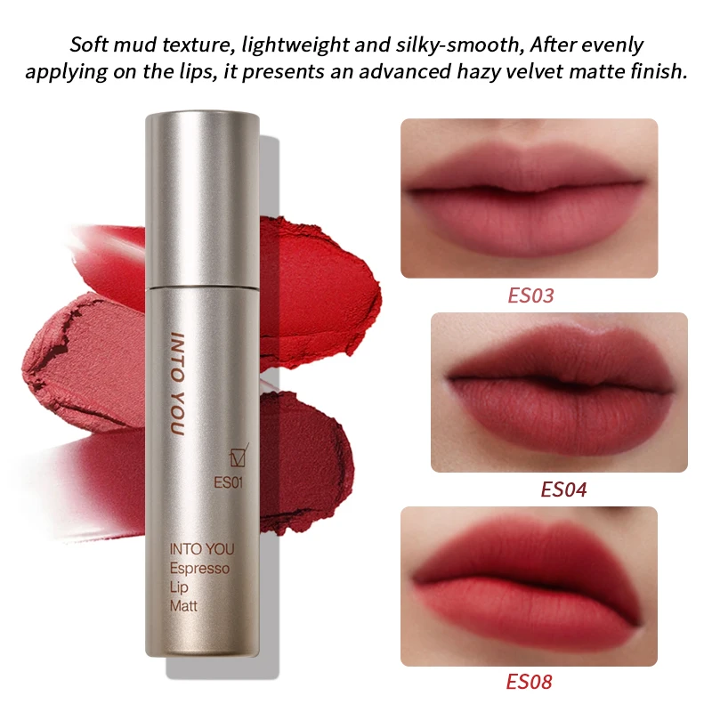 INTO YOU Espresso Lip Matt Lipstick Light Thin Long Lasting Red Lip mud Women make up