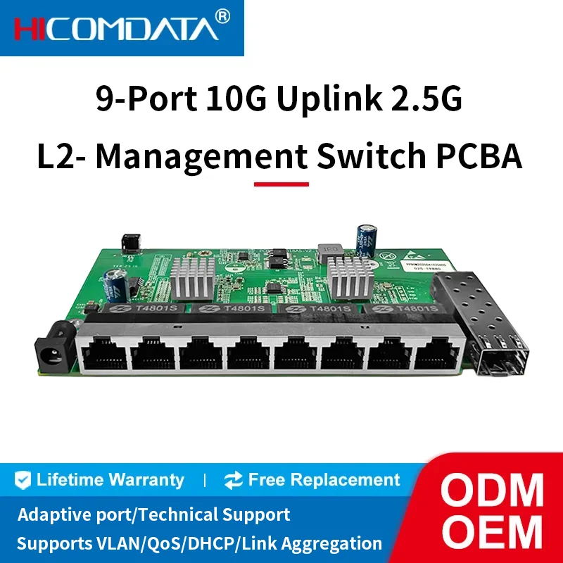 

2.5G Smart Managed Switch PCBA 9 Port RJ45 2500Mbps Web Managed Ethernet Network Switch 1 Port 10G SFP+ Slot Home Lab Switch