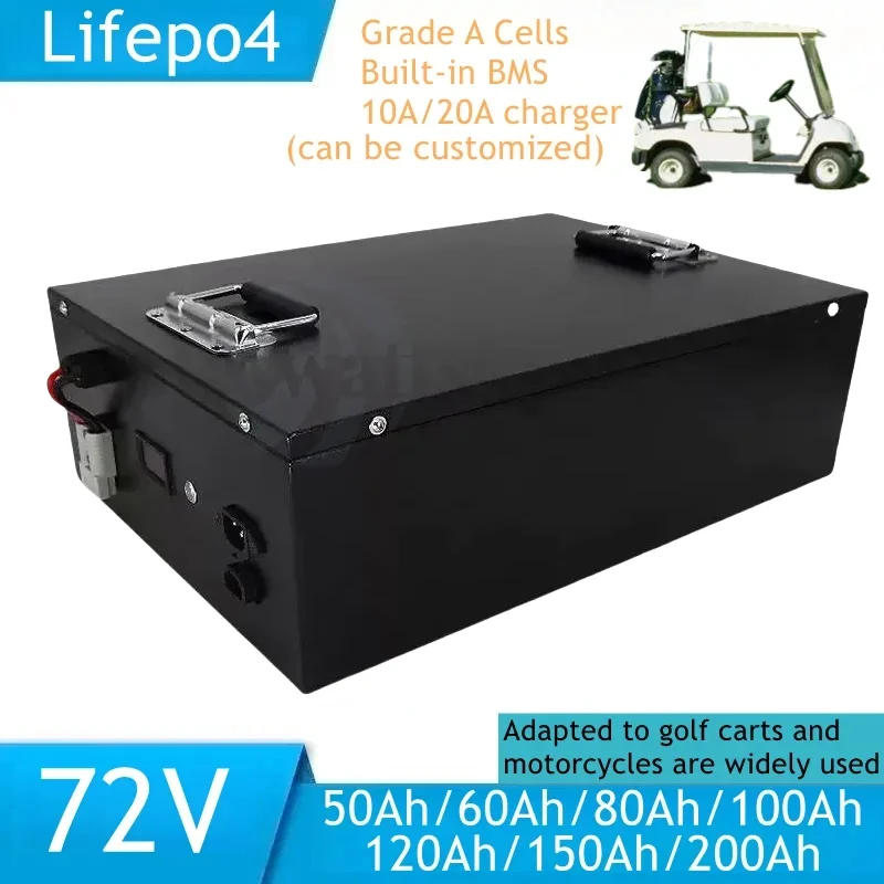Lifepo4 Battery Pack 72V with Bluetooth BMS APP for 5000W 8000W Van Golf Cart Motorcycle MiniCar - 80Ah 100Ah 120Ah 150Ah 200Ah