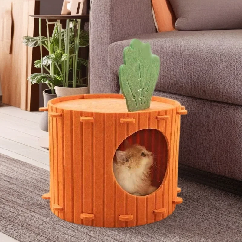 

Фетровая кровать для кошек в форме моркови, прочная когтеточка, всесезонная игра и сон, уютное гнездо для домашних животных для кошек и котят, домашний декор, подарок