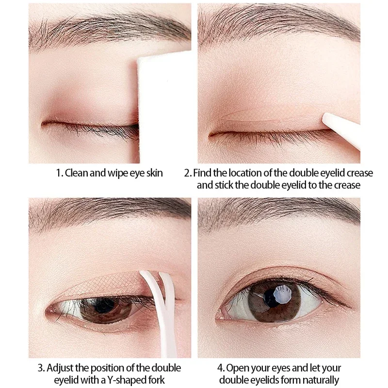 เทปติดตาสองชั้น 5 แผ่น แบบพับได้ สติ๊กเกอร์ยกเปลือกตา ติดเองได้ ลายลูกไม้ แถบติดเปลือกตาแบบธรรมชาติ มองไม่เห็น ติดทนนาน อุปกรณ์แต่งหน้า