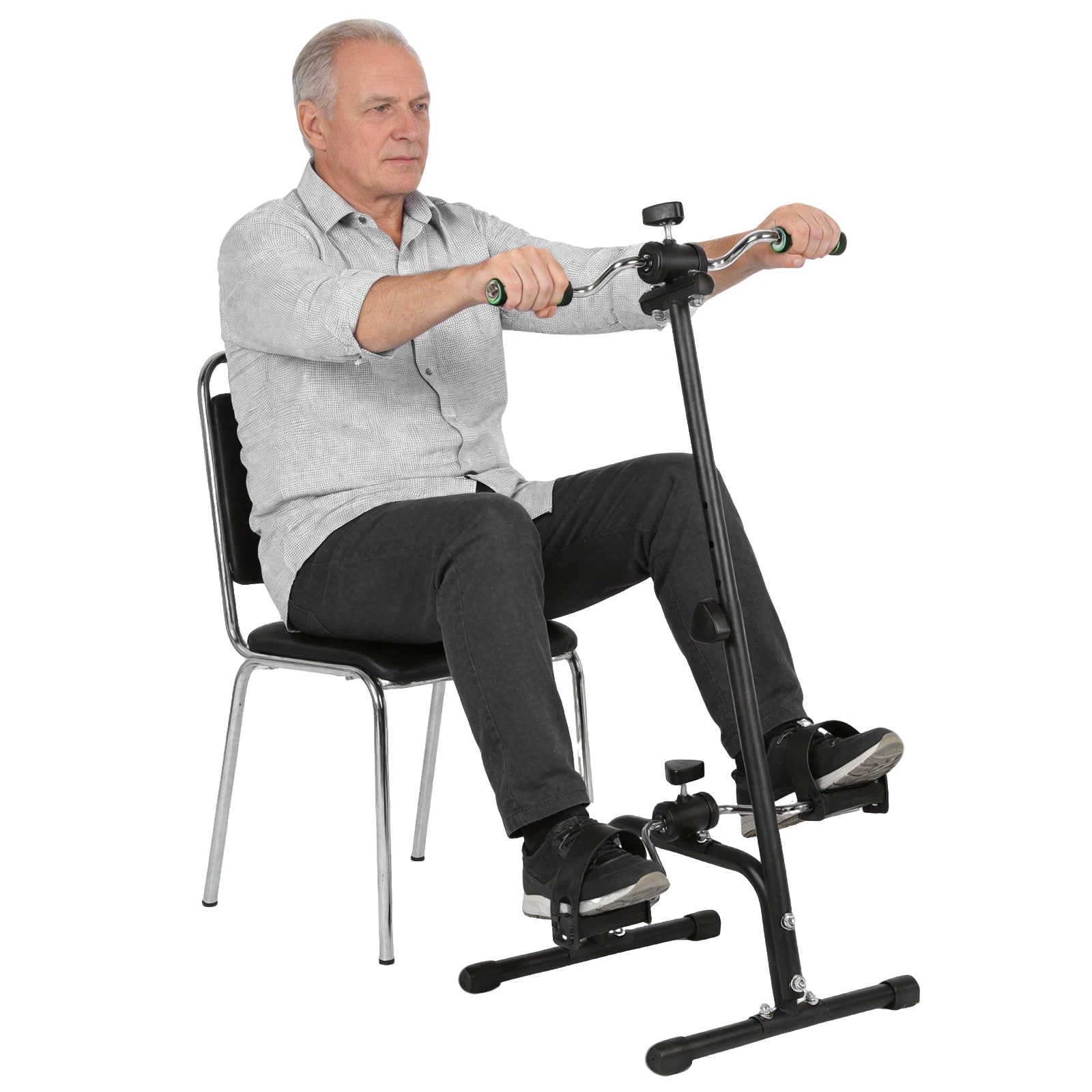 

Folding Exercise Bike 220 Lbs Weight Capacity Classic Pedal Exerciser Bike Portable Adjustable Fitness Equipment for Seniors