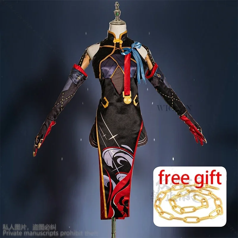 Nieuwe game wuthering golven anime yintin cosplay kostuum pruik jurk uniform oorbellen hoofddeksels cheongsam Jinzhou Halloween vrouwen cos