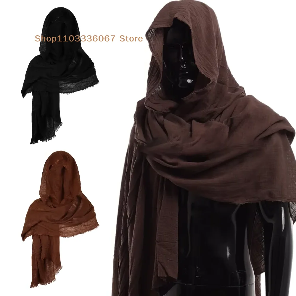【HLS】【HB】Men's Medieval Retro Hood Scarf, Pirate Wrap Cloak Renaissance Style For Halloween Masquerade Cosplay