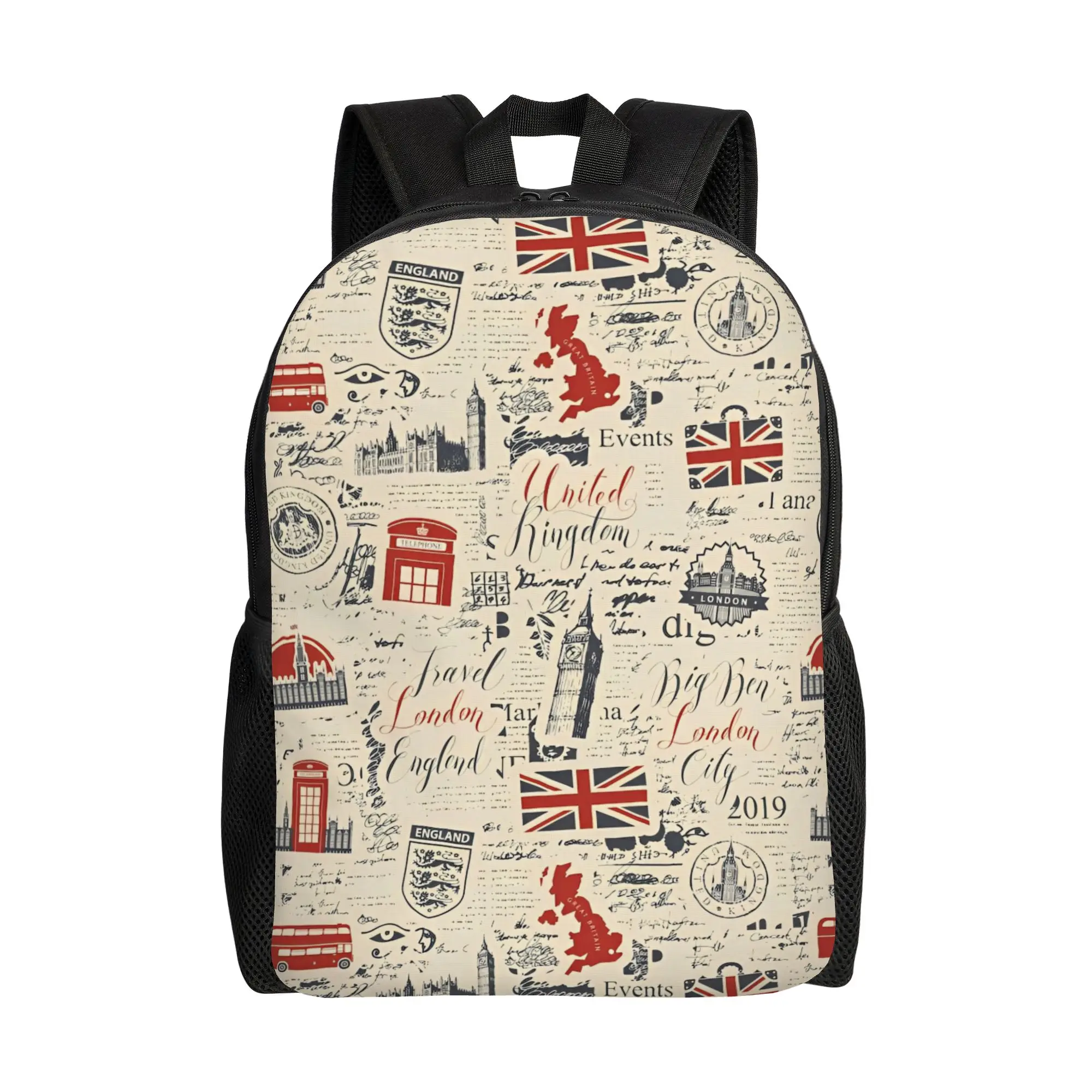 

Модный рюкзак с флагом Соединённого Королевства (Юнион Джек), подарок для старшеклассников, для работы, с британскими символами Лондона, для мужчин и женщин, для ноутбука, холщовая сумка