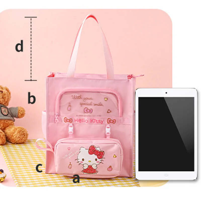 

Kawaii Sanrio Hello Kitty Bag Student Large Capacity Tutorial Bag Detachable Portable Load Reducing Storage Bag Girl's Gift Toys