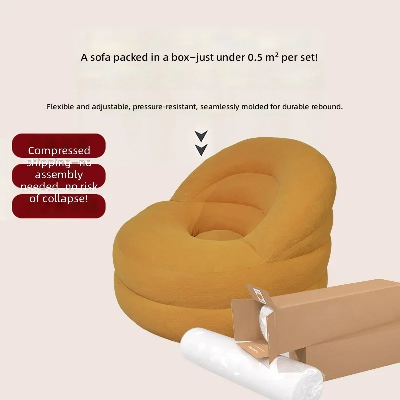 #Vacuum-Rolled Compact Single SeaterLazy Sofa Chair,Pure Sponge Shell Design for Living Room & Balcony,Space-Saving Lounge Chair