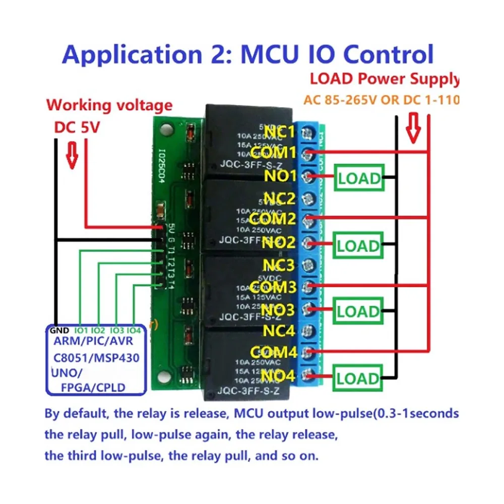 Relay Control 4 Channel 5V Relay IO25C04 Self Locking Latch Relay Low Pulse Trigger Bistable Relay Module DC Motors Control