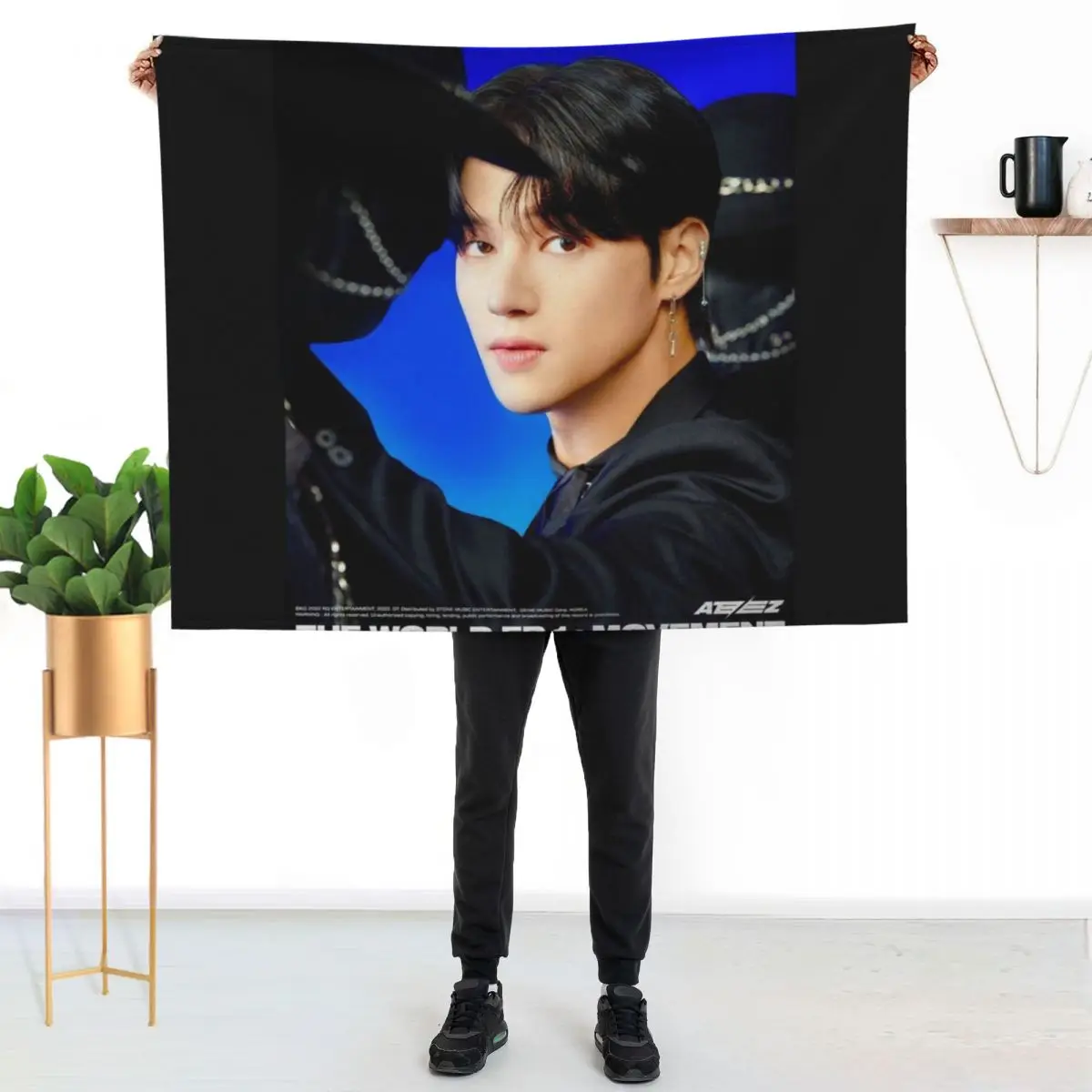 Wooyoung - Ateez Throw Blanket Color Fast Cozy Throw Blanket