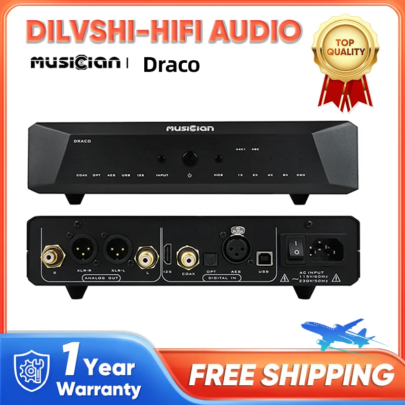 

MUSICIAN Draco R2R Digital DAC ALRERA True Balance Decoder O-type Single Crystal Copper Transformer I2S USB AES Optical Coaxial