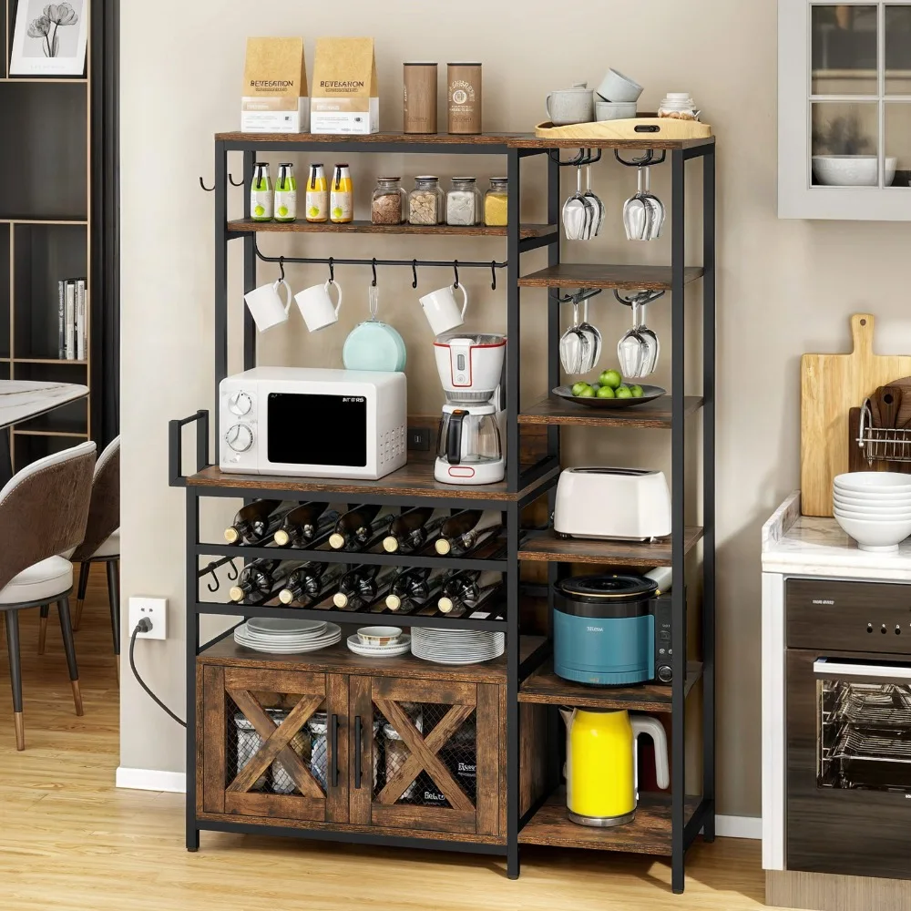 

6-уровневый L-образный барный шкаф, кухонная стойка для пекарей, винная стойка, подставка для микроволновой печи