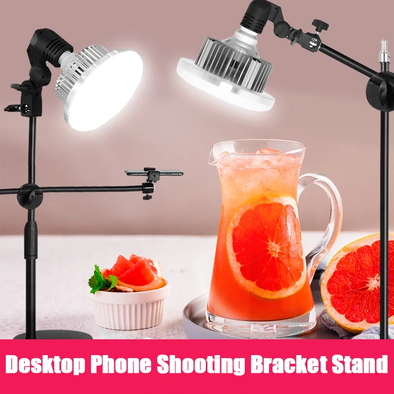 Imagem -02 - Desktop Telefone Tiro Suporte Suporte Mais Braço Boom Mais Super Brilhante 35w Led Luz Photo Studio Kits para Desktop Foto Vídeo Ajustável