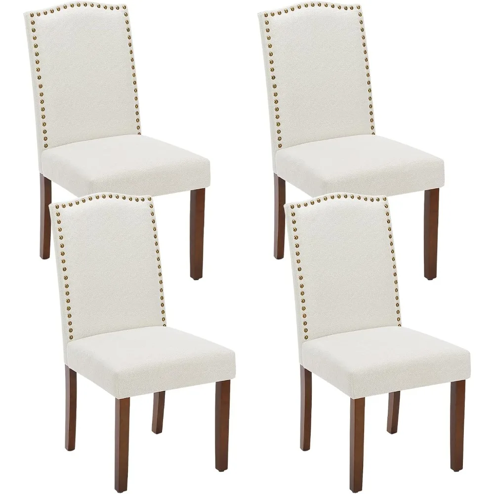 

Dining Chairs Set of 4, Upholstered Fabric Kitchen Room Chair Mid Century Modern High-End Dining Room Side Chairs with Nailhead
