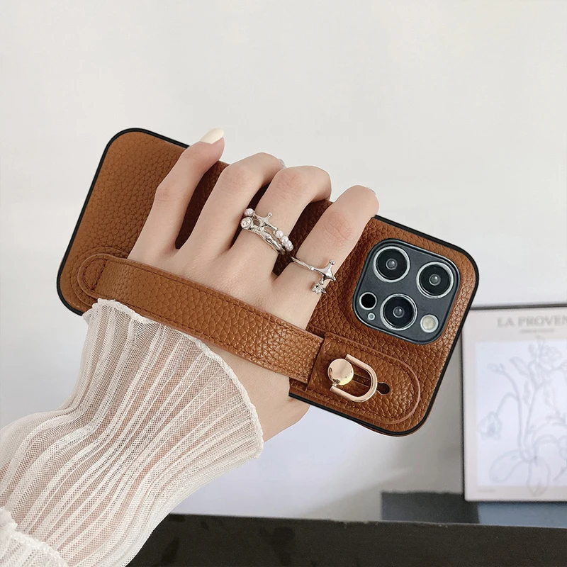 

Luxury Litchi Leather Wrist Strap Stand Phone Cases for Samsung Galaxy A71 A80 A90 A91 With Full Cover Lens Camera Shockproof