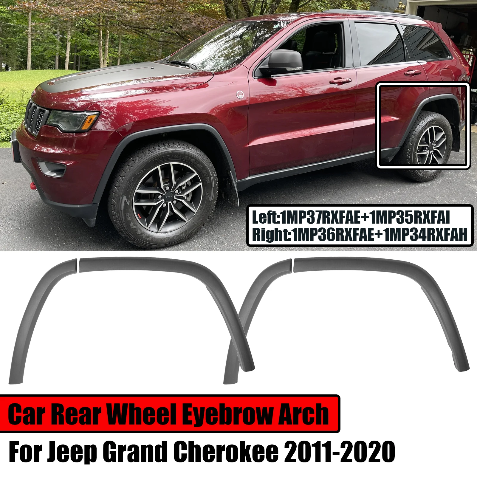 

2PCS Left/Right For Jeep Grand Cherokee 2011-2020 Car Rear Wheel Eyebrow Flare Arch Trim Molding Fender Replacement