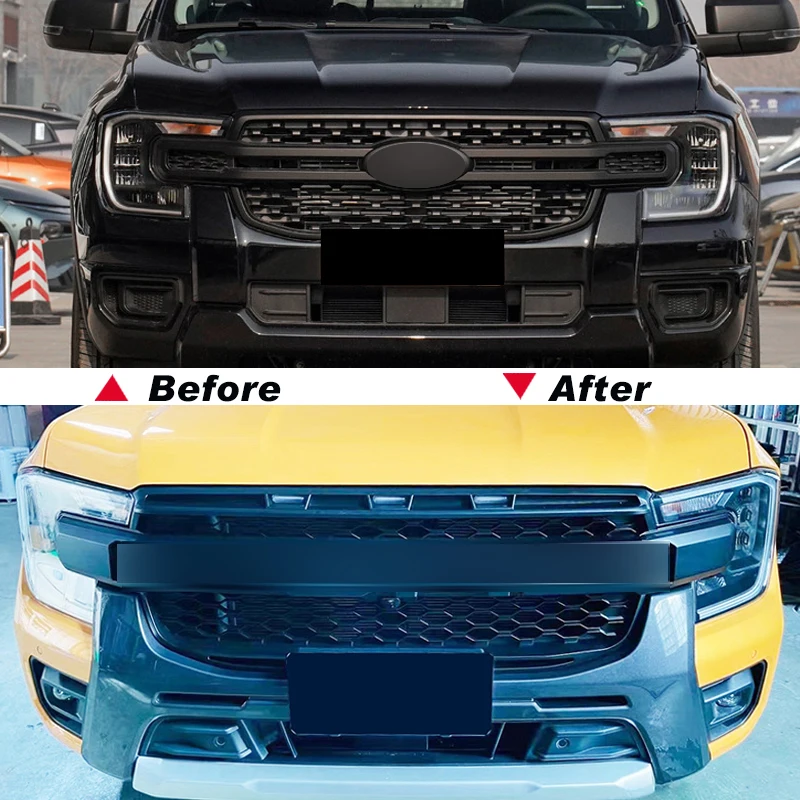 Front Grill W/Lights Fits For Ford Ranger T9 MK4 PX4 High Version WILDTRAK SPORT 2022-2024 Racing Grill Accessories