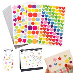 6pcs Reward Stickers Cartoon Color Diary Calendar Decorative Dots Heart Pentagram Children Handmade DIY Sticker Toys TMZ